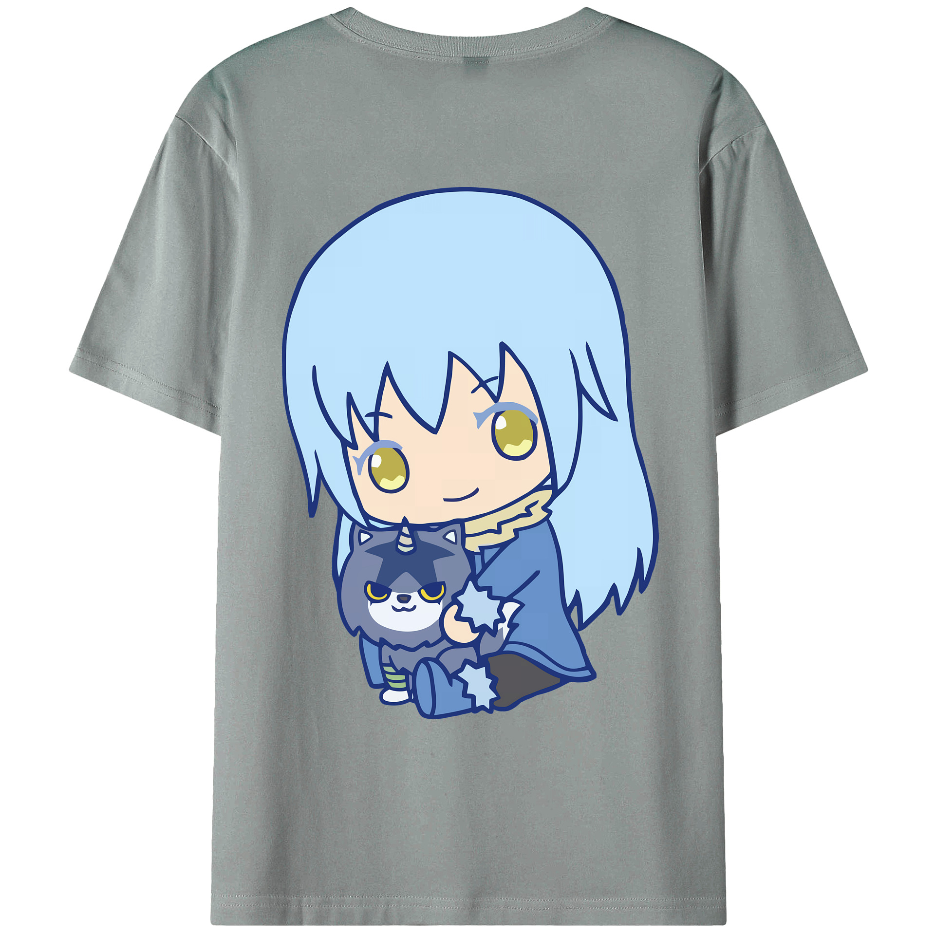 （画像用） 転スラ Regarding Reincarnated to Slime 綿100％ メンズ半袖Tシャツ（バックプリント） 通気性